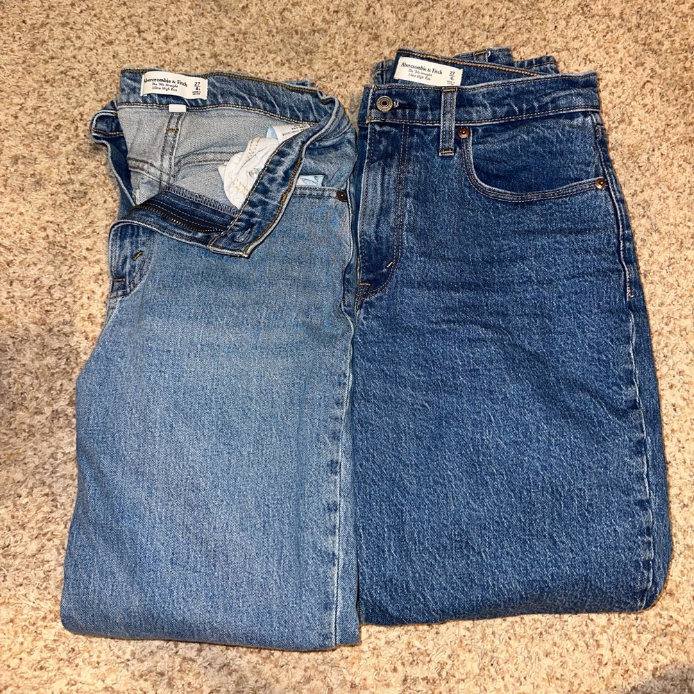 Abercrombie & Fitch Women’s Straight Leg Jeans — Light Wash & Dark Wash Blue
